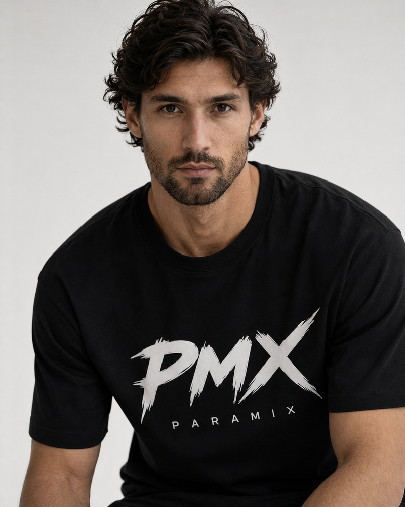 PMX Paramix Premium Oversized Black Graphic T-Shirt | 100% Cotton | Unisex