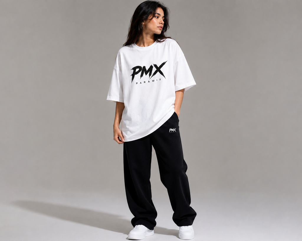 PMX Women's Premium Oversized White Graphic T-Shirt | 100% Cotton | Casual Streetwear