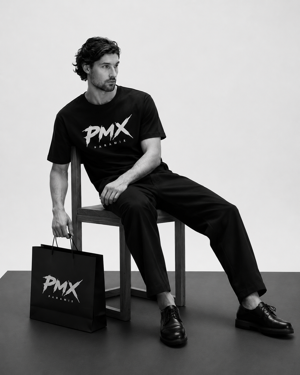 PMX Paramix Premium Oversized Black Graphic T-Shirt | 100% Cotton | Unisex