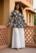 Casual Regular Sleeves Floral Print, Printed Women Maroon Top