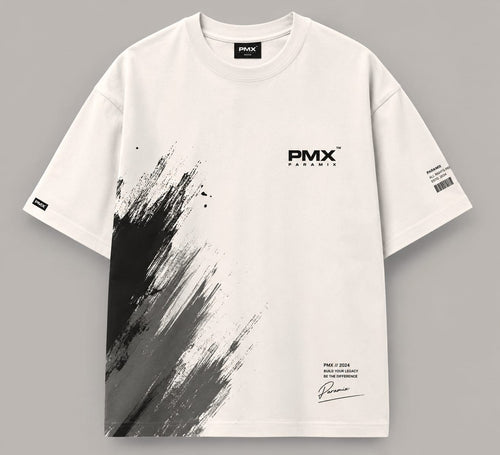 PMX Oversized Graphic T-Shirt for Men | Premium Cotton Blend | Streetwear Casual Tee | White & Black